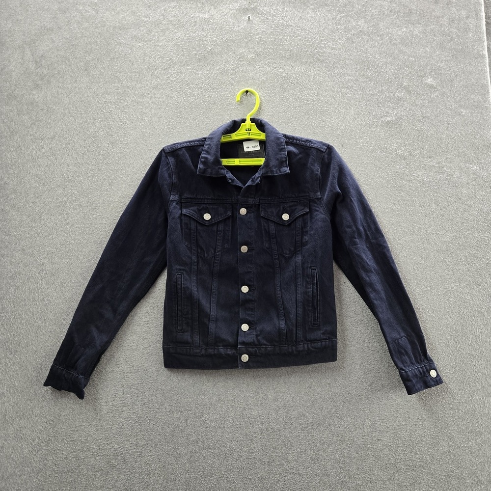 Lucky Brand Women Jacket S/P Navy Twill‎ Denim Trucker Long Sleeve